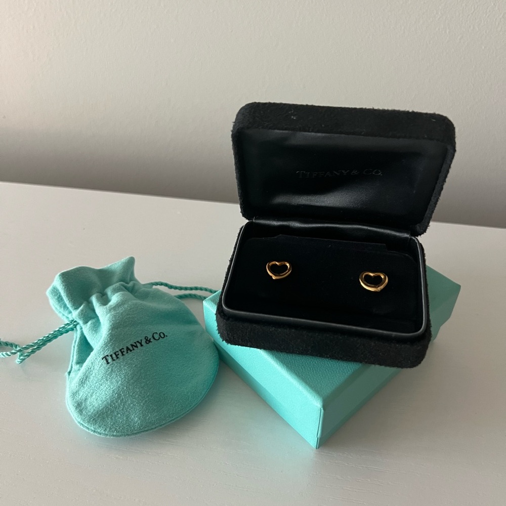 Tiffany & Co. Elsa Peretti Open Heart 18k Earrings